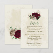 バーガンディーチャページフラワーウェディングディテール エンクロージャーカード (正面/裏面)