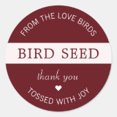 バーガンディーバードシードトス結婚式の引き出物 ラウンドシール (正面)