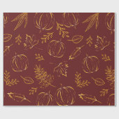 バーガンディーバーンオレンジ秋カボチャ離れン&ズ ラッピングペーパー (フラット)