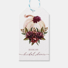 バーガンディーパンプキン秋の恋におちる ブライダルシャワーの招待状 ギフトタグ