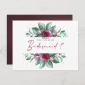 バーガンディーパープルアイボリーフローラブライデスメイドポストカード ポストカード (正面/裏面)