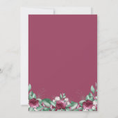 バーガンディーパープルアイボリーフローラ幾何学写真 セーブザデート (裏面)