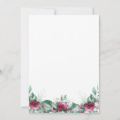 バーガンディーパープルアイボリーフローラ幾何学写真 セーブザデート (裏面)