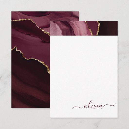 バーガンディーパープルアゲートゲード金ゴールドモノグラム サンキューカード (正面/裏面)