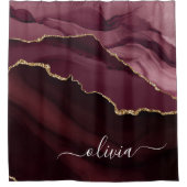 バーガンディーパープルアゲートゲード金ゴールドモノグラム シャワーカーテン (正面)