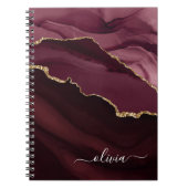 バーガンディーパープルアゲートゲード金ゴールドモノグラム ノートブック (正面)