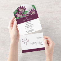 バーガンディーパープルキングプロテアウォーター色