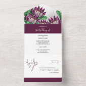 バーガンディーパープルキングプロテアウォーター色 オールインワン招待状 (内側)