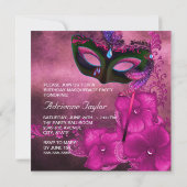 バーガンディーパープルピンクマスカレードパーティの招待状 招待状 (裏面)