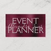 バーガンディーパープルブラシ仕上げメタルイベントプランナー 名刺 (正面)