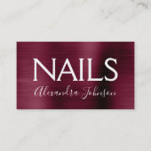 バーガンディーパープルブラシ仕上げメタルネイルサロン 名刺 (正面)