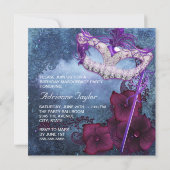 バーガンディーパープルマスカレードパーティの招待状 招待状 (裏面)