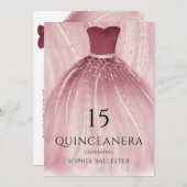 バーガンディーパープルマーメイドドレスキンセアニェラパーティー 招待状 (正面/裏面)