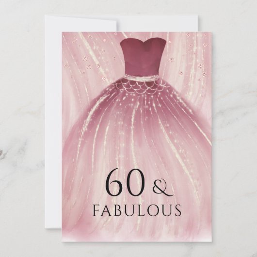 バーガンディーパープルマーメイドドレス60th誕生日パーティー 招待状 (正面)