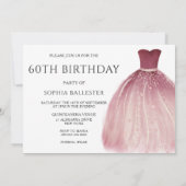 バーガンディーパープルマーメイドドレス60th誕生日パーティー 招待状 (裏面)