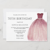 バーガンディーパープルマーメイドドレス70th誕生日パーティー 招待状 (裏面)