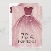 バーガンディーパープルマーメイドドレス70th誕生日パーティー 招待状 (正面/裏面)