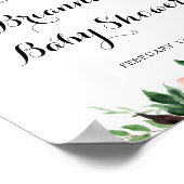 バーガンディーパープル春フローラベビーシャワーへようこそ ポスター (角)