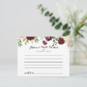 バーガンディーパープル春結婚フローラのアドバイスカード ポストカード (スタンド正面)