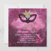 バーガンディーパールピンクマスカレードパーティの招待状 招待状 (裏面)