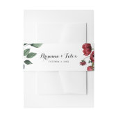 バーガンディーピンクのネイビーフローラ書道結婚の 招待状ベリーバンド (正面例)