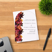 バーガンディーピンクの桃のフローラ結婚アーチ アクリル招待状