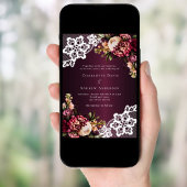 バーガンディーピンクの桃のフローラ結婚レース 招待状