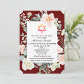 バーガンディーピンクの花々デイビッドバルミツワー星 招待状 (スタンド正面)