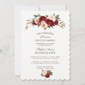 バーガンディーピンクの花インビタシオンデベビーシャワー 招待状 (正面)