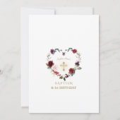 バーガンディーピンクの花バプテスマ1st誕生日パーティー 招待状 (裏面)