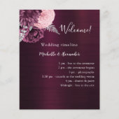 バーガンディーピンクの花婚式プログラム (正面)