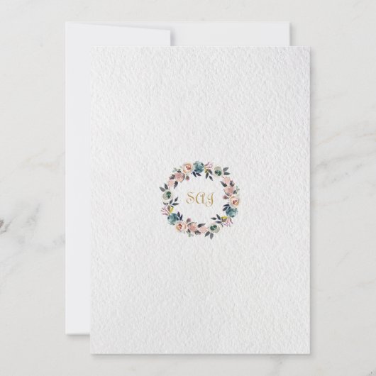 バーガンディーピンクの花金ゴールド大理石50誕生日 招待状 (裏面)