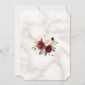 バーガンディーピンクの花金ゴールド大理石50誕生日 招待状 (裏面)