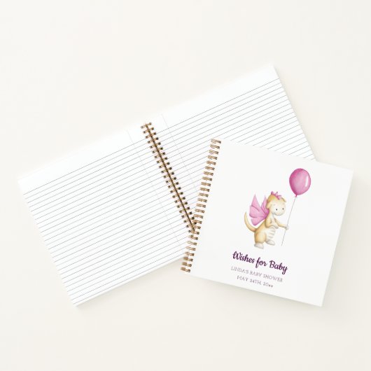 バーガンディーピンクの願いベビードラゴン赤ちゃんシャワー ノートブック (内部)