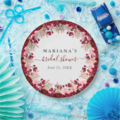 バーガンディーピンクウォーターフローラ結婚ズ ペーパープレート (パーティー)