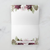 バーガンディーピンクエレガントフローラダスティブルーサンキュー カード (内部)