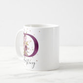 バーガンディーピンククリームフローラレターDモノグラム コーヒーマグカップ (正面左)