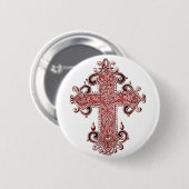 バーガンディーピンククロスヴィンテージアートラウンドボタン! 缶バッジ (正面&裏面)