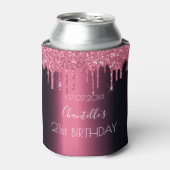 バーガンディーピンクグリッタードリップスバースデーパーティー 缶クーラー (缶正面)