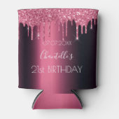 バーガンディーピンクグリッタードリップスバースデーパーティー 缶クーラー (正面)