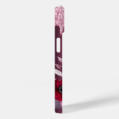 バーガンディーピンクグリッタードリップ花模様名 Case-Mate iPhoneケース (裏面 / 右)