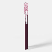 バーガンディーピンクグリッタードリップ花模様名 Case-Mate iPhoneケース (裏面 / 左)