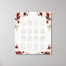 バーガンディーピンクサフラン結婚フローラの座席表 キャンバスプリント