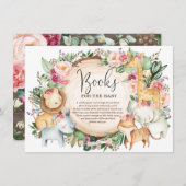 バーガンディーピンクジャングルサファリのベビーガールのための本 エンクロージャーカード (正面/裏面)