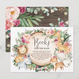 バーガンディーピンクジャングルサファリのベビーガールのための本 エンクロージャーカード