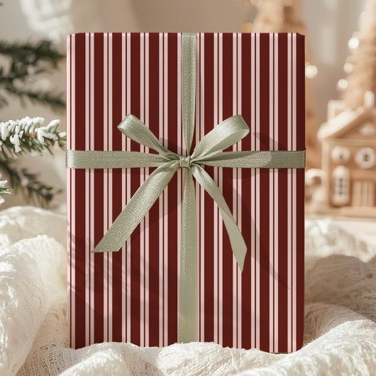 バーガンディーピンクストライプの色 ラッピングペーパー