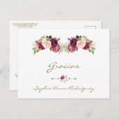 バーガンディーピンクスペインのフローラ赤ちゃんシャワー ポストカード (正面/裏面)