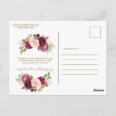 バーガンディーピンクスペインのフローラ赤ちゃんシャワー ポストカード (裏面)