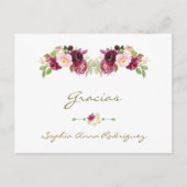 バーガンディーピンクスペインのフローラ赤ちゃんシャワー ポストカード (正面)