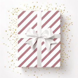 バーガンディーピンクダスティバラ白ストライプ色パターン ラッピングペーパー